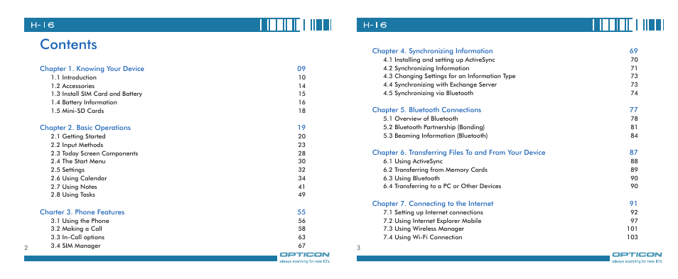 Opticon H-16 User Manual | Page 2 / 79