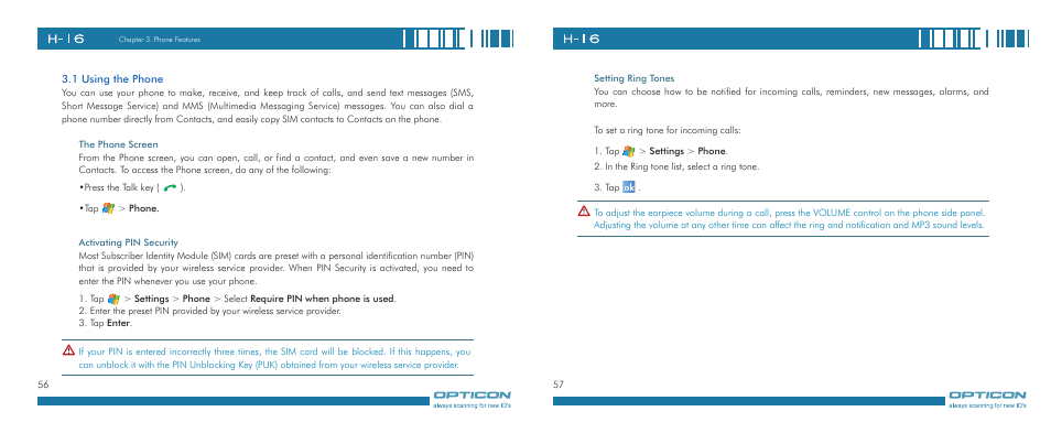 Opticon H-16 User Manual | Page 29 / 79