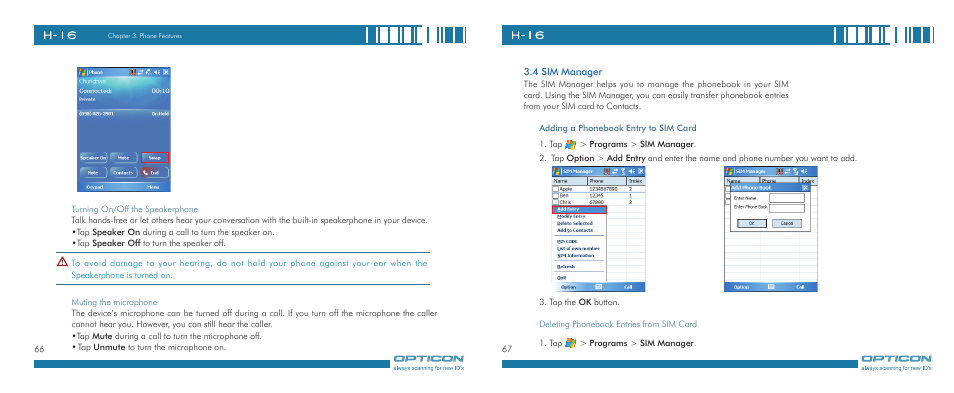 Opticon H-16 User Manual | Page 34 / 79