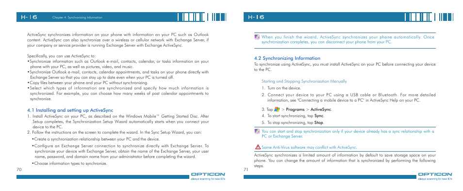 Opticon H-16 User Manual | Page 36 / 79