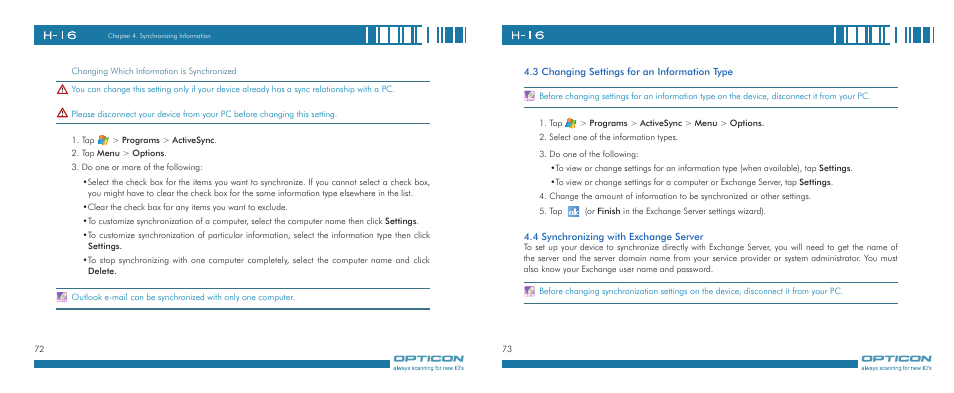 Opticon H-16 User Manual | Page 37 / 79