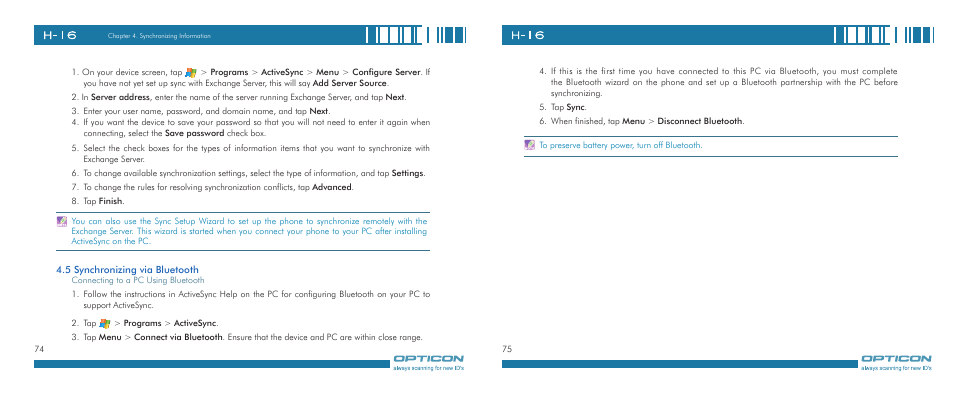 Opticon H-16 User Manual | Page 38 / 79