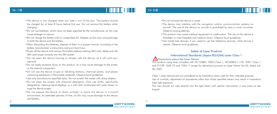 Opticon H-16 User Manual | Page 4 / 79