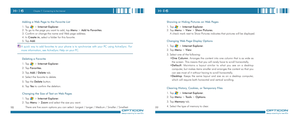 Opticon H-16 User Manual | Page 50 / 79