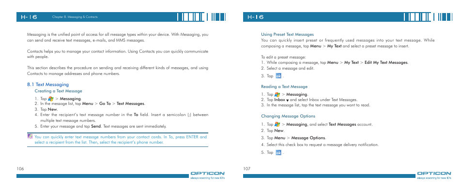 Opticon H-16 User Manual | Page 54 / 79