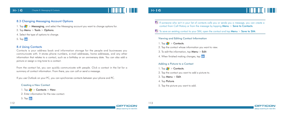 Opticon H-16 User Manual | Page 57 / 79
