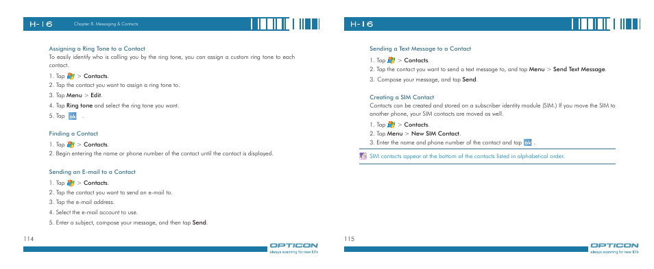 Opticon H-16 User Manual | Page 58 / 79