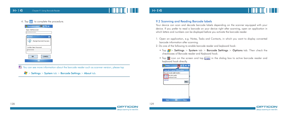 Opticon H-16 User Manual | Page 65 / 79