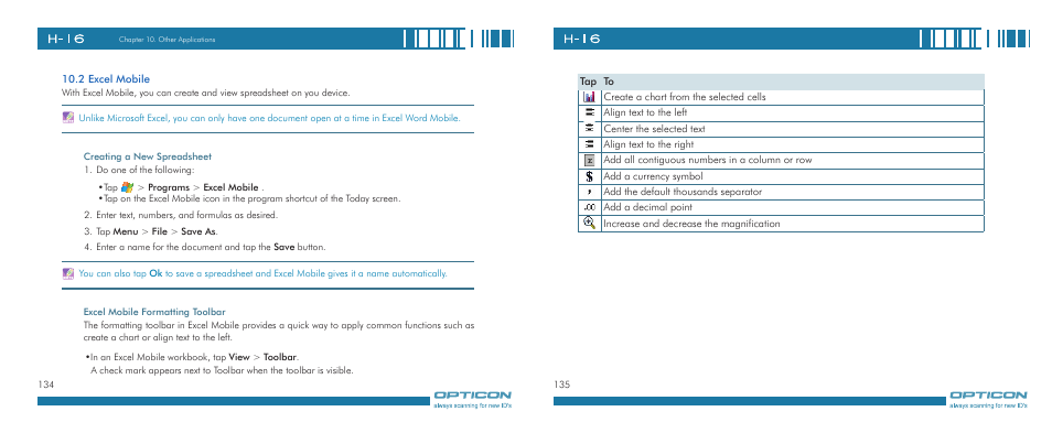 Opticon H-16 User Manual | Page 68 / 79