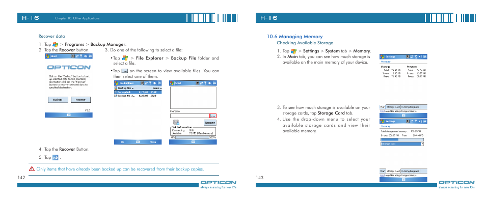 Opticon H-16 User Manual | Page 72 / 79