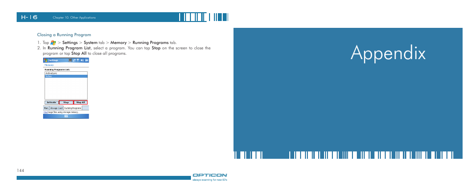 Appendix | Opticon H-16 User Manual | Page 73 / 79
