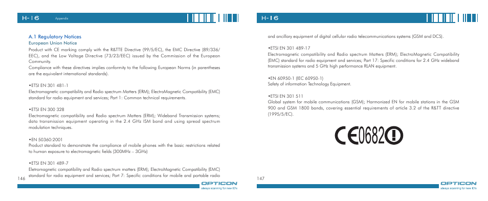 Opticon H-16 User Manual | Page 74 / 79
