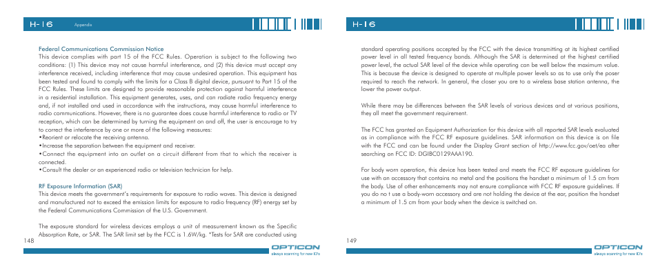 Opticon H-16 User Manual | Page 75 / 79