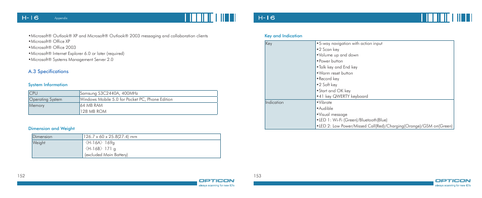 Opticon H-16 User Manual | Page 77 / 79