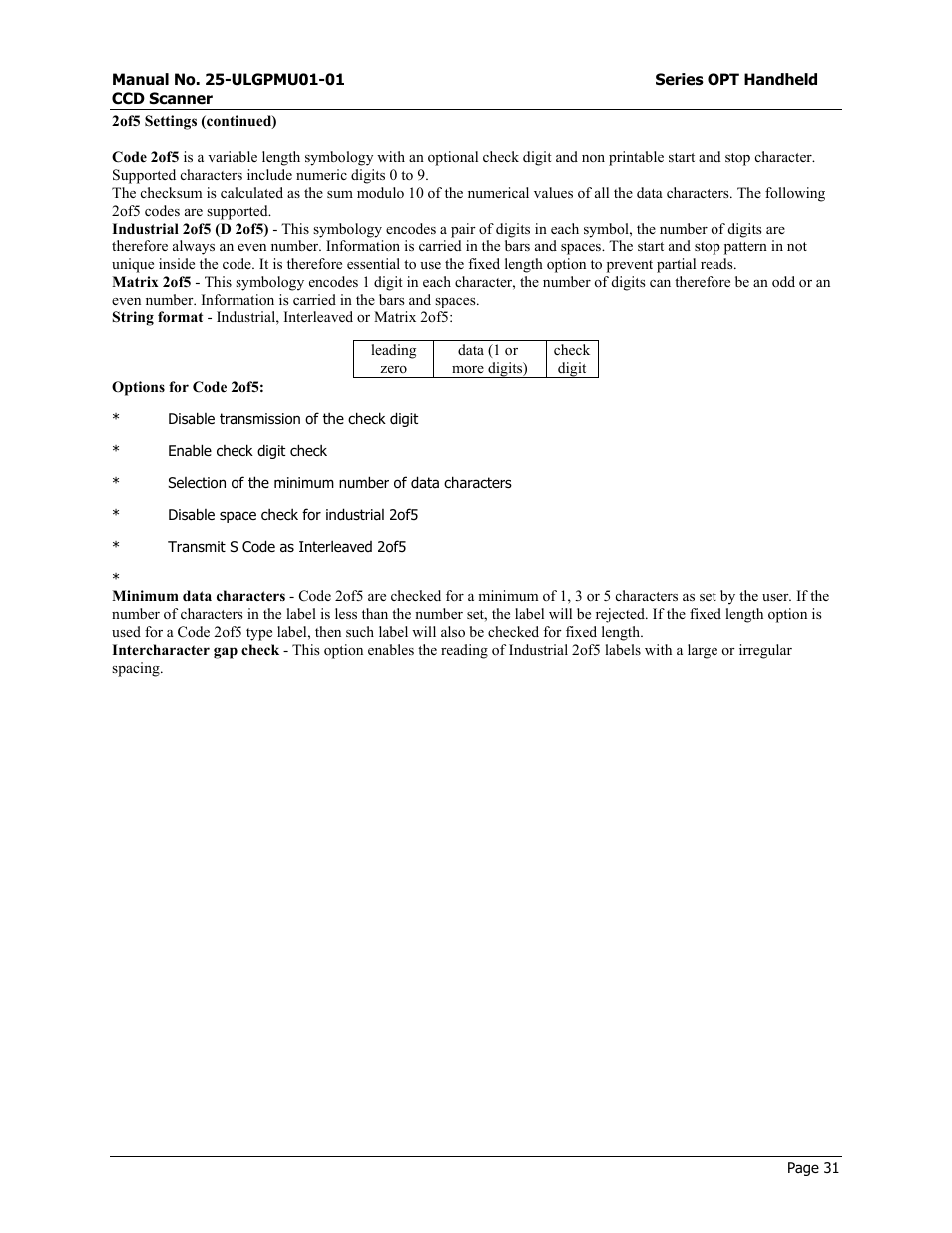 Iata settings, Start/end program menu | Opticon OPT-6125 User Manual | Page 31 / 65