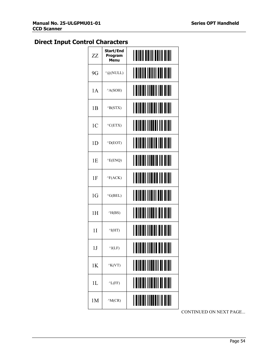 Quiet zone settings, Start/end program menu | Opticon OPT-6125 User Manual | Page 54 / 65
