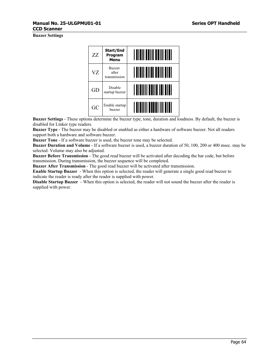 Opticon OPT-6125 User Manual | Page 64 / 65