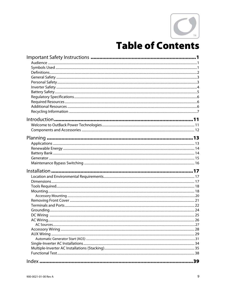 Outback Power Systems GS8048 User Manual | Page 11 / 44