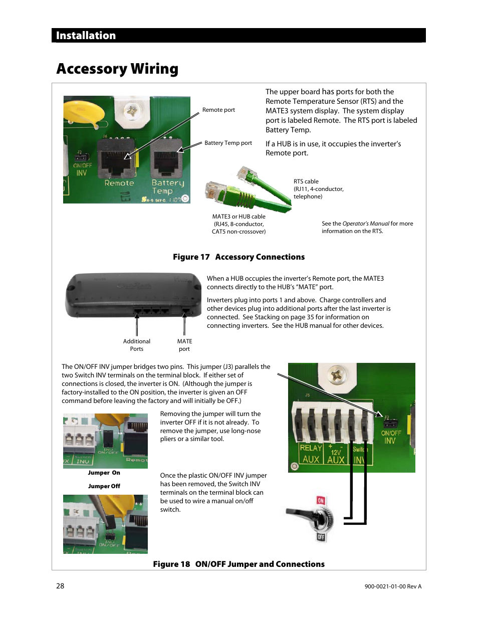 Accessory wiring, Installation | Outback Power Systems GS8048 User Manual | Page 30 / 44