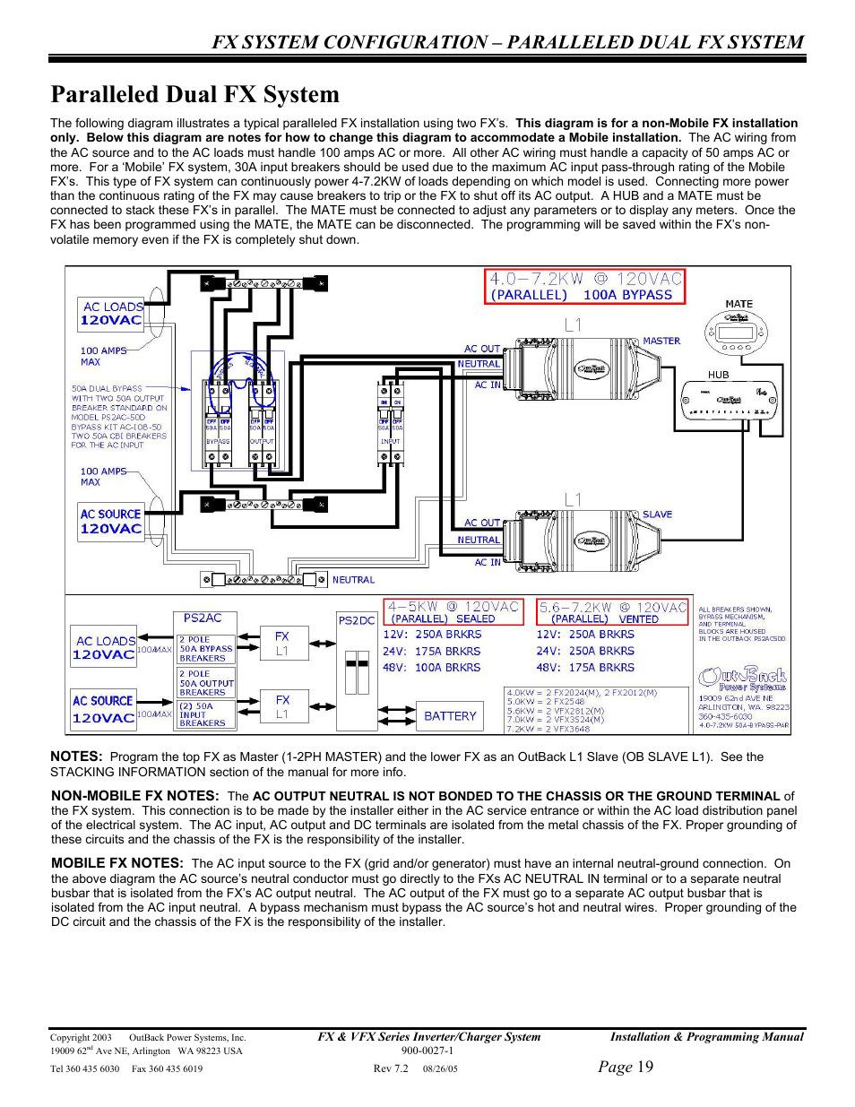 Paralleled dual fx system, Page 19 | Outback Power Systems FX 2012T User Manual | Page 19 / 65