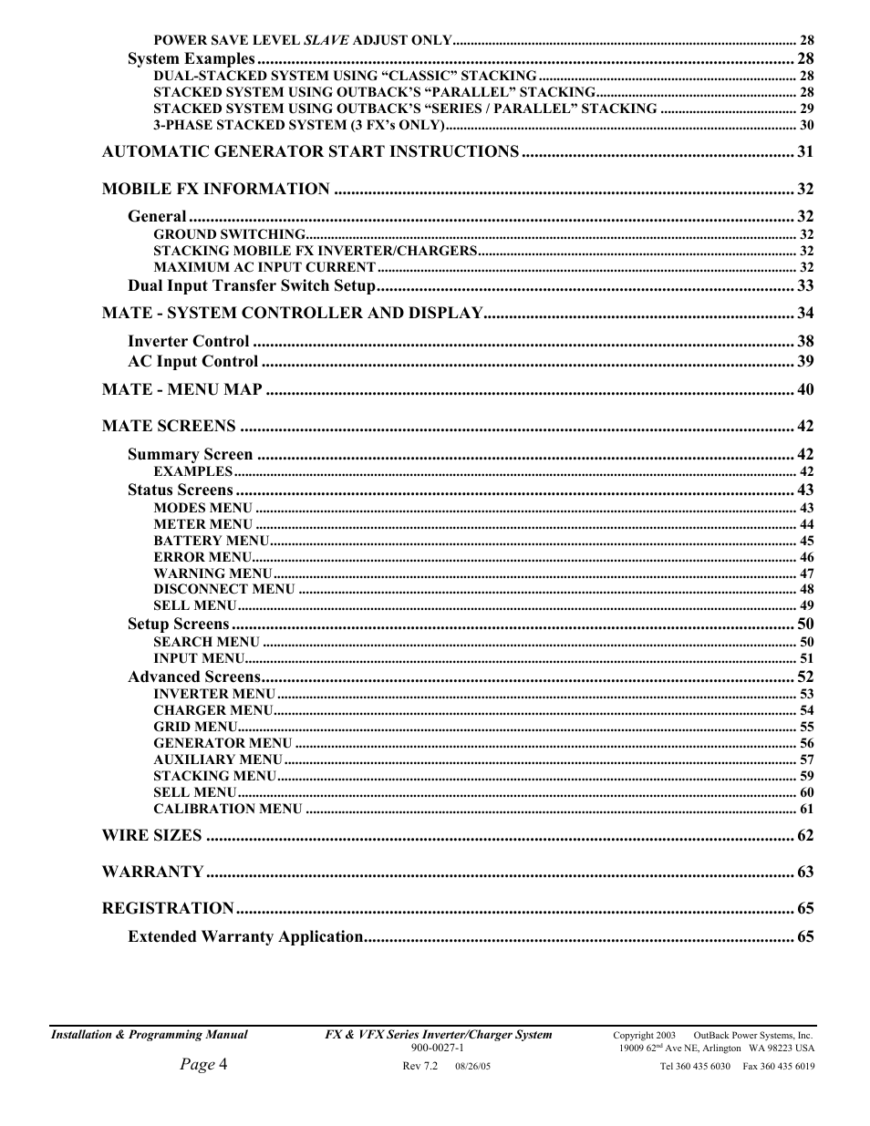 Outback Power Systems FX 2012T User Manual | Page 4 / 65