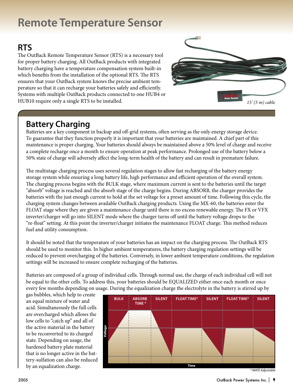 Remote temperature sensor, Battery charging | Outback Power Systems Systems User Manual | Page 11 / 24