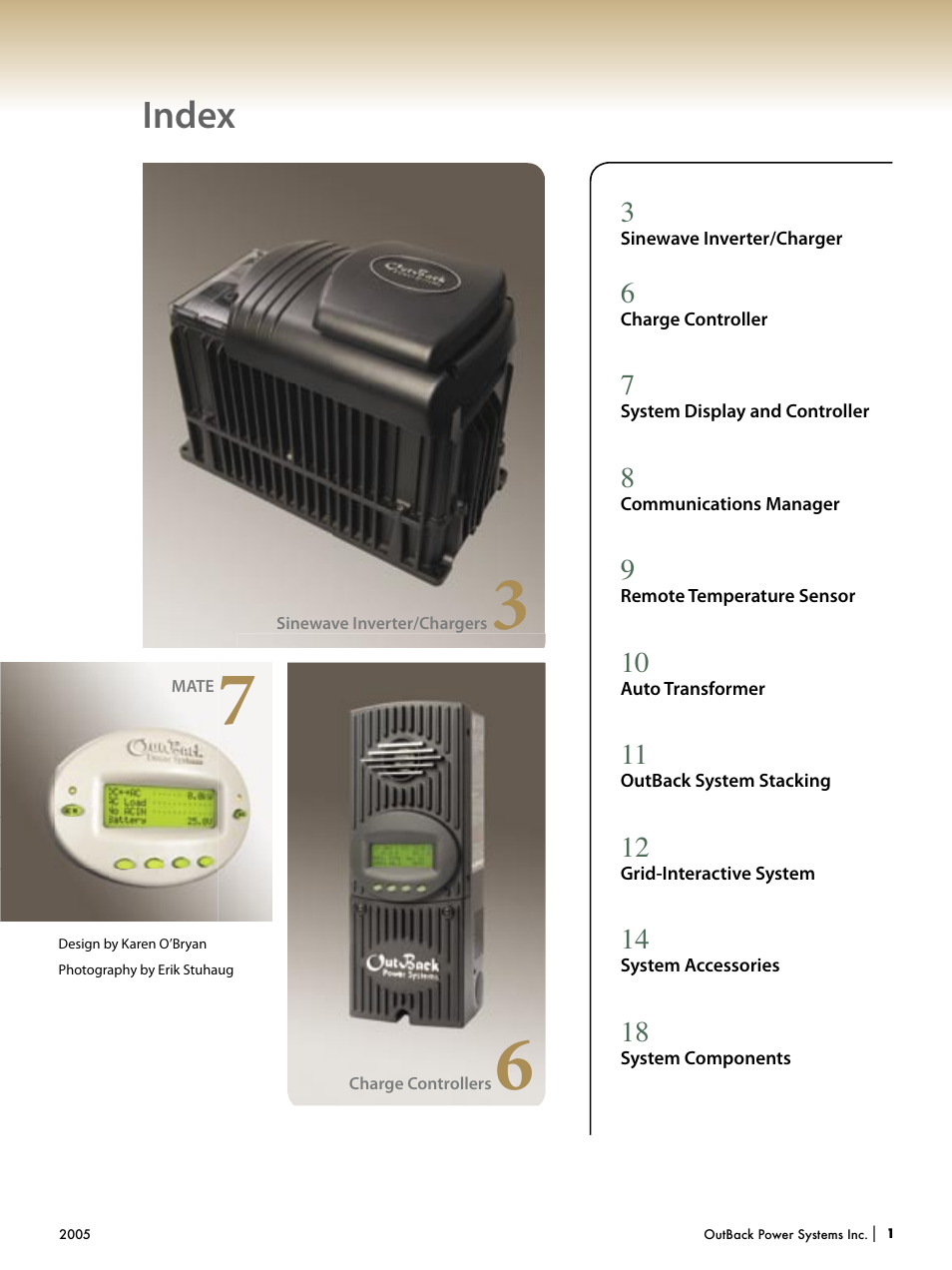 Index | Outback Power Systems Systems User Manual | Page 3 / 24