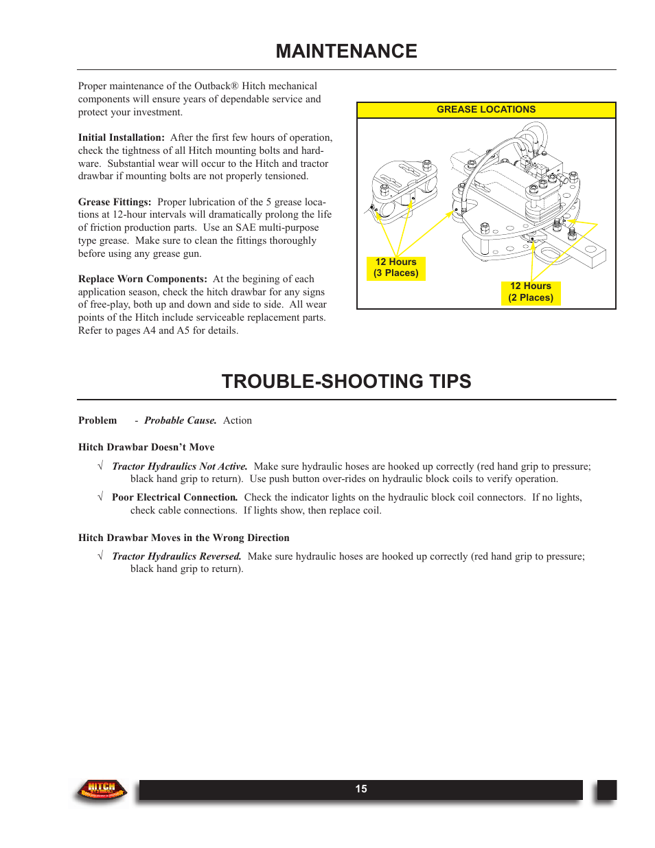 Maintenance, Trouble-shooting tips | Outback Power Systems Hitch DOM-OBK03 User Manual | Page 17 / 32