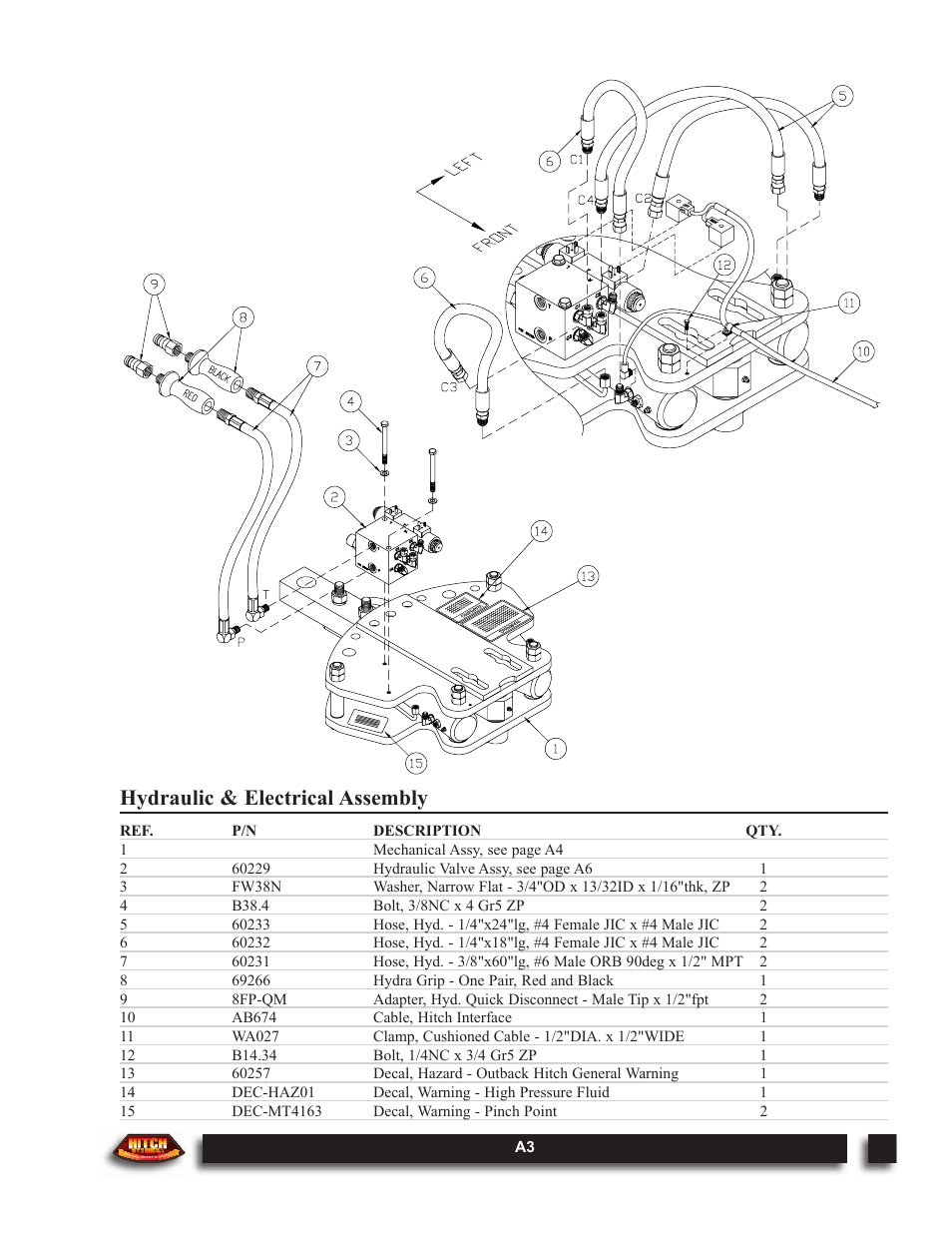 Hydraulic & electrical assembly | Outback Power Systems Hitch DOM-OBK03 User Manual | Page 23 / 32