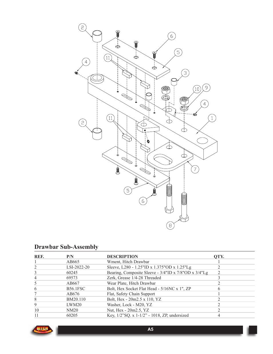 Drawbar sub-assembly | Outback Power Systems Hitch DOM-OBK03 User Manual | Page 25 / 32