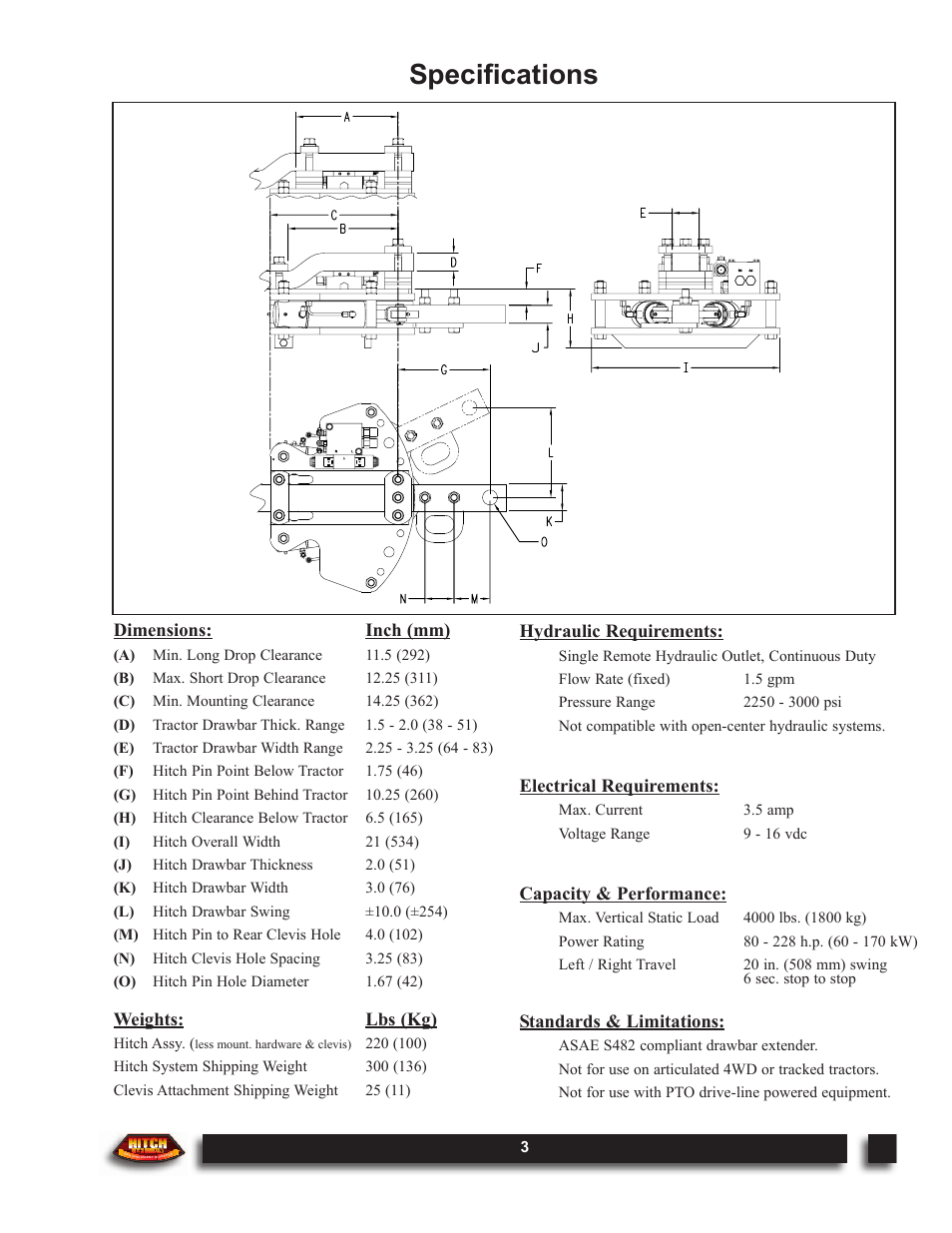 Specifications | Outback Power Systems Hitch DOM-OBK03 User Manual | Page 5 / 32