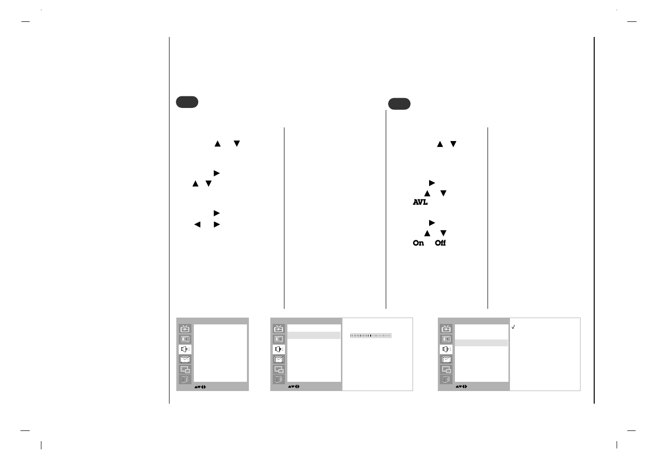 Sound adjustment, Avl (auto volume leveler), Balance | Rolsen RL-32X11 User Manual | Page 24 / 244