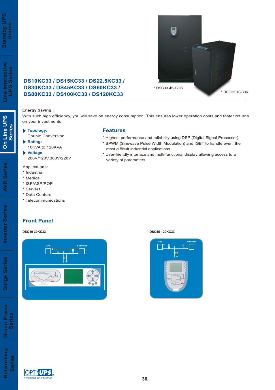 OPTI-UPS On Line UPS Series DS80KC33 User Manual | 2 pages