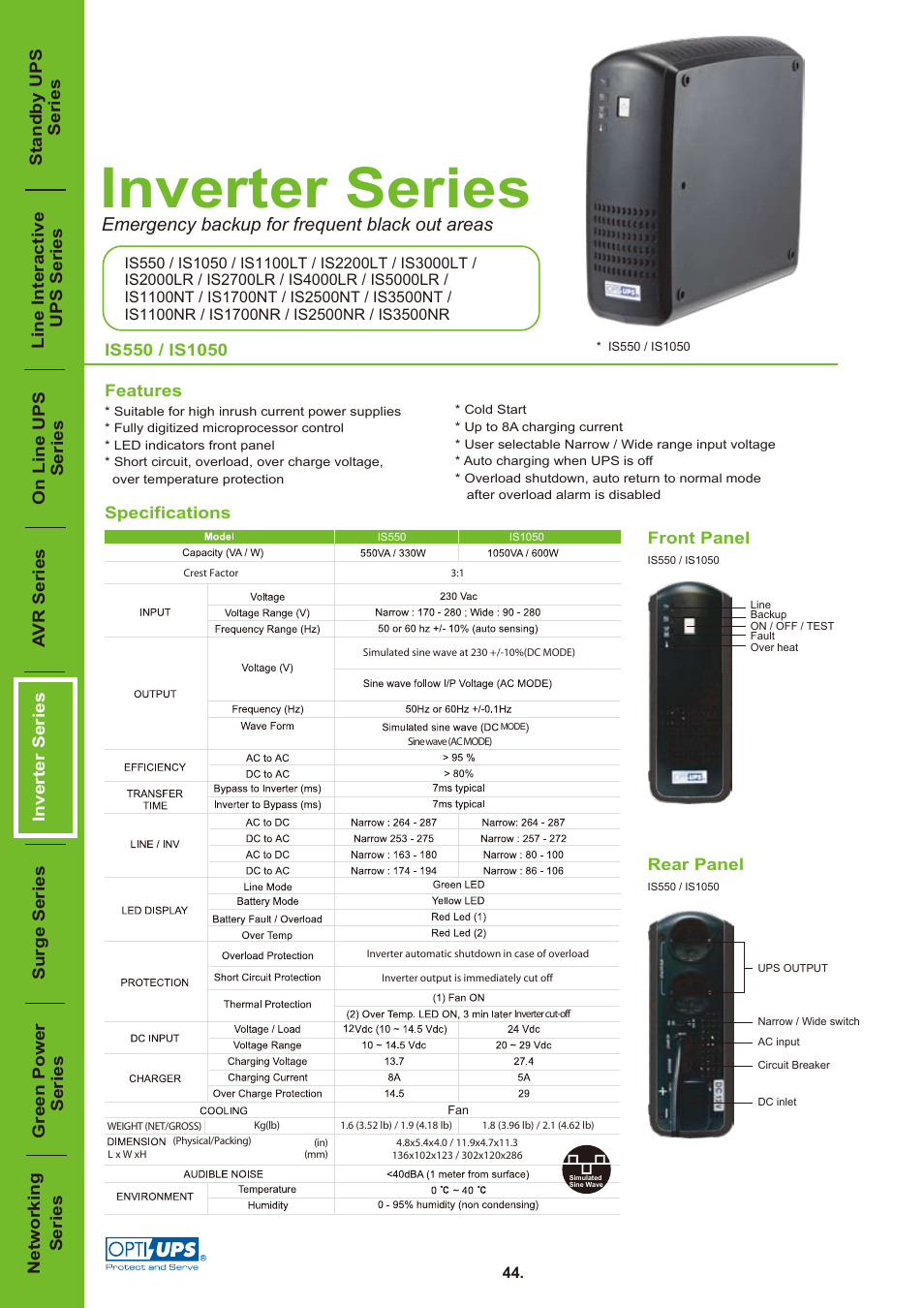 OPTI-UPS Inverter Series IS1100NT User Manual | 1 page