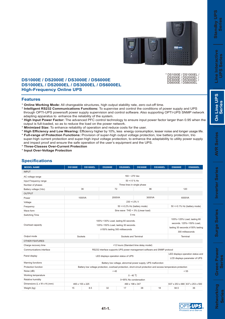 OPTI-UPS High-Frequency Online UPS DS6000E User Manual | 1 page