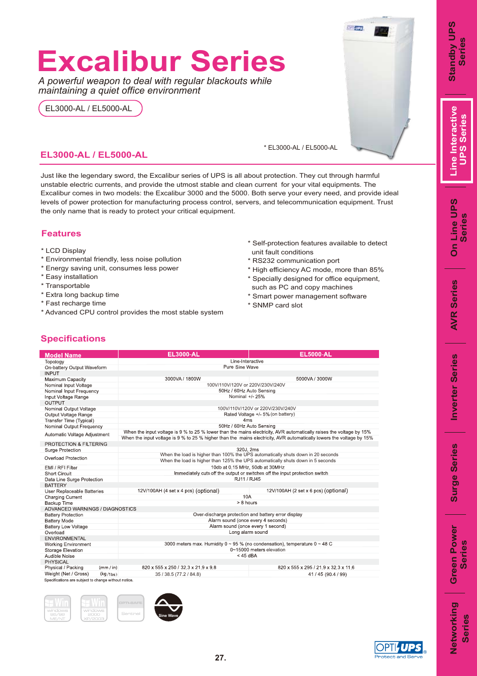 OPTI-UPS EL5000-AL User Manual | 1 page