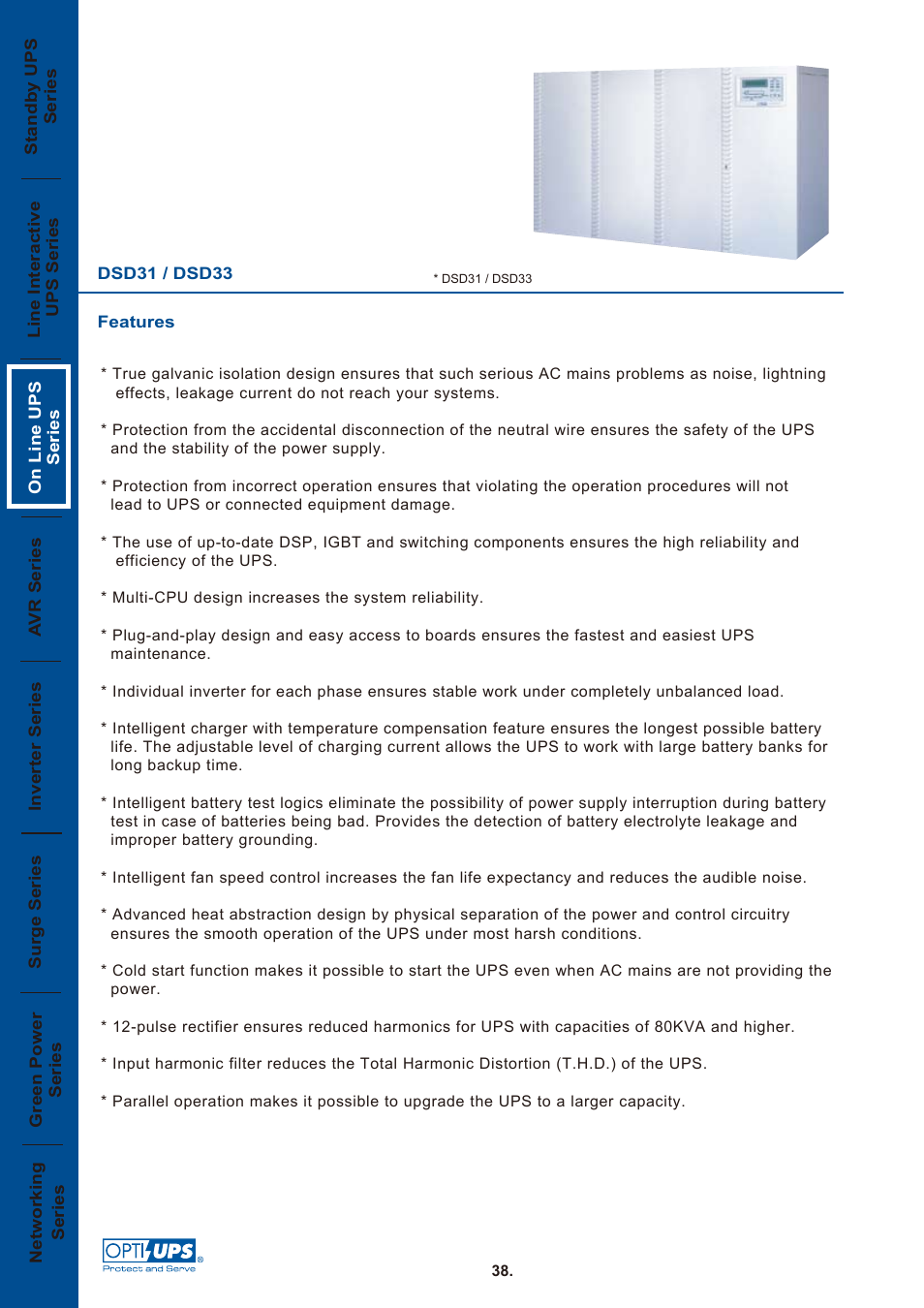 OPTI-UPS On Line UPS Series DSD31 / DSD33 User Manual | 4 pages