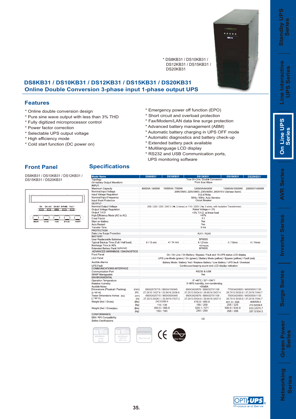 OPTI-UPS DS12KB31 User Manual | 1 page