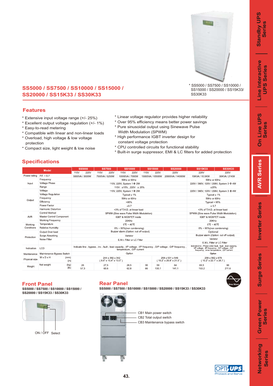 OPTI-UPS Stabilizer Series SS5000 User Manual | 1 page