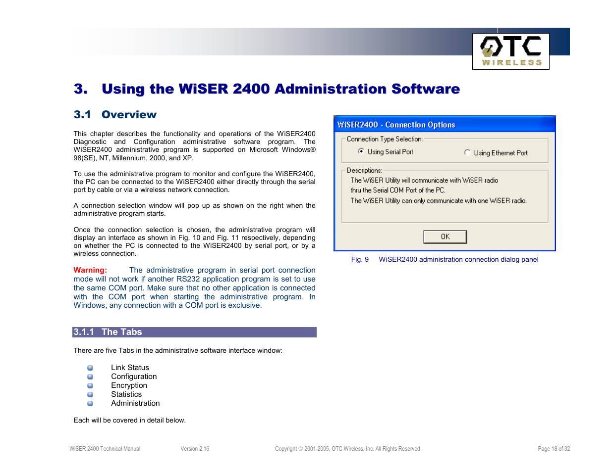 OTC Wireless 802.11 Wireless Serial Solutions WiSER2400.IP User Manual | Page 18 / 32