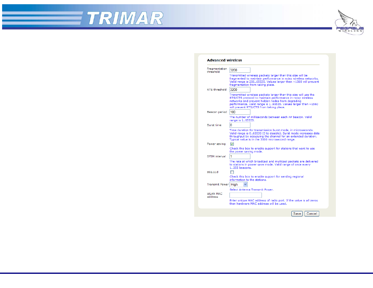 Advanced tab | OTC Wireless 802.11a/b/g AP/Repeater TRIMAR User Manual | Page 18 / 33