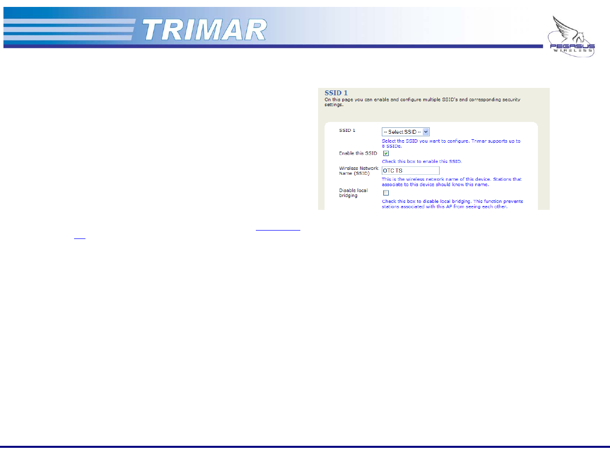 Ssid admin tab | OTC Wireless 802.11a/b/g AP/Repeater TRIMAR User Manual | Page 20 / 33