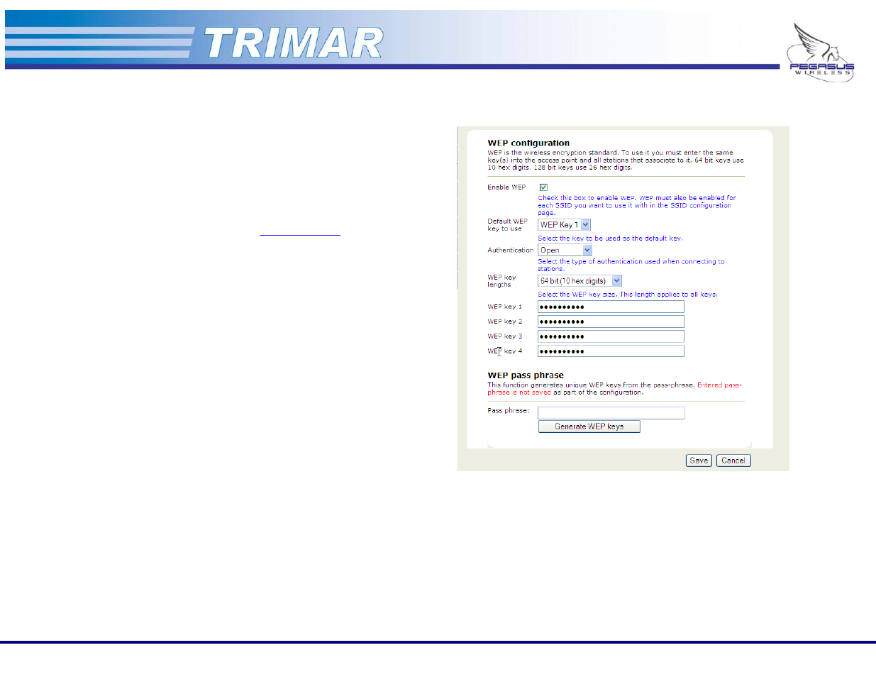 Wep security tab | OTC Wireless 802.11a/b/g AP/Repeater TRIMAR User Manual | Page 24 / 33