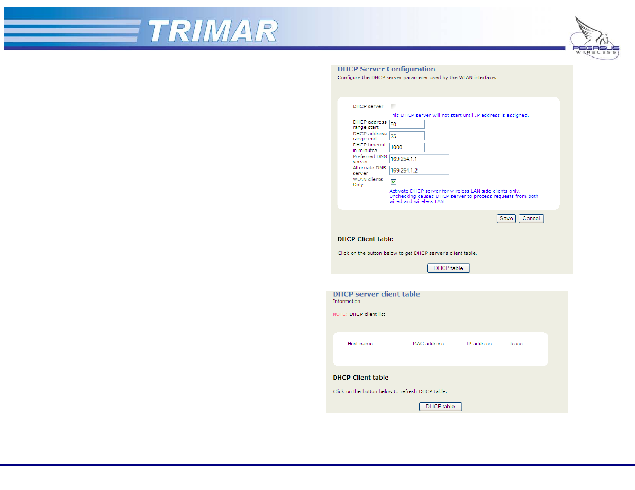 Dhcp server tab | OTC Wireless 802.11a/b/g AP/Repeater TRIMAR User Manual | Page 28 / 33