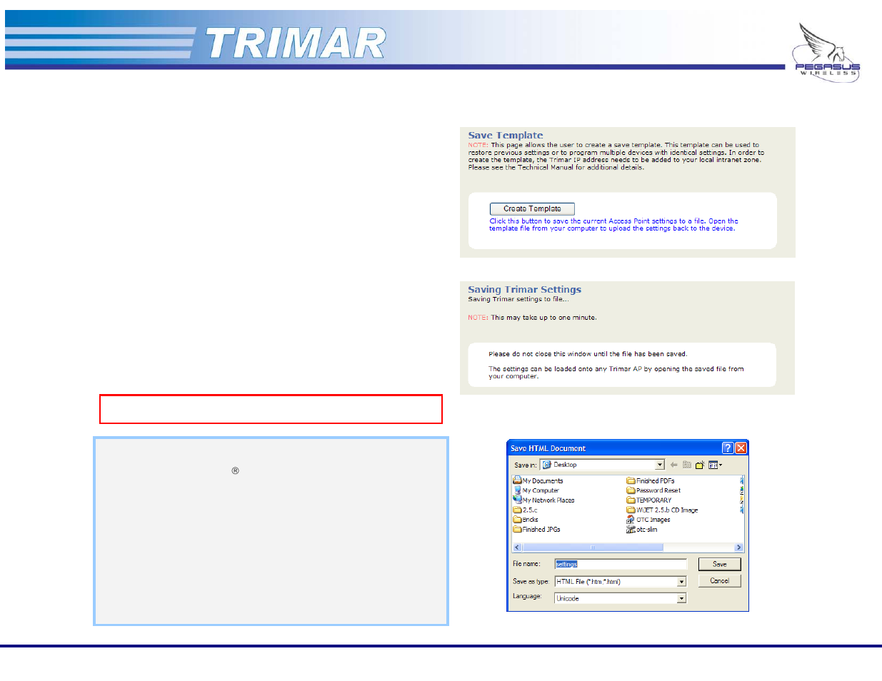 Save tab | OTC Wireless 802.11a/b/g AP/Repeater TRIMAR User Manual | Page 30 / 33