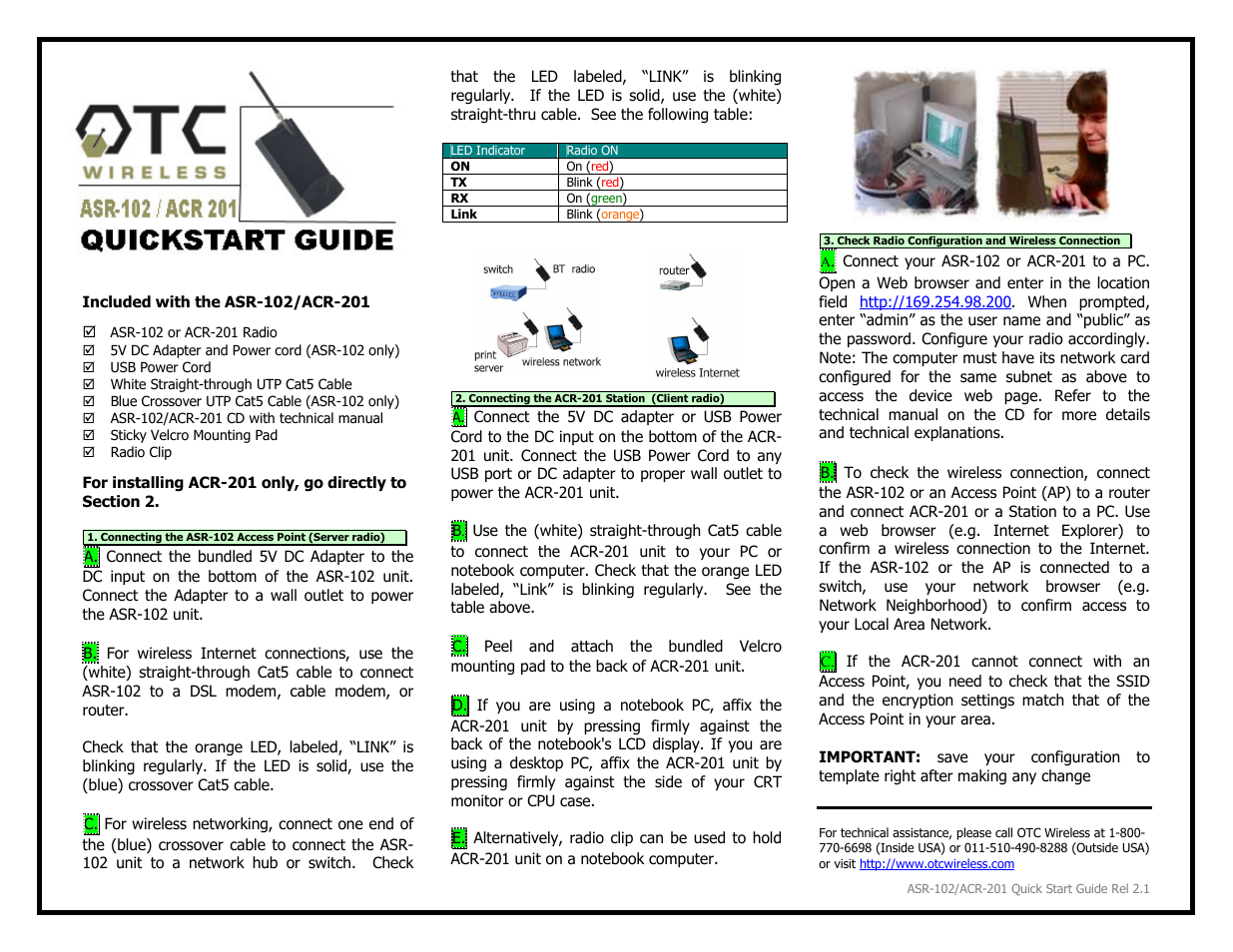 OTC Wireless ACR-201 User Manual | 1 page