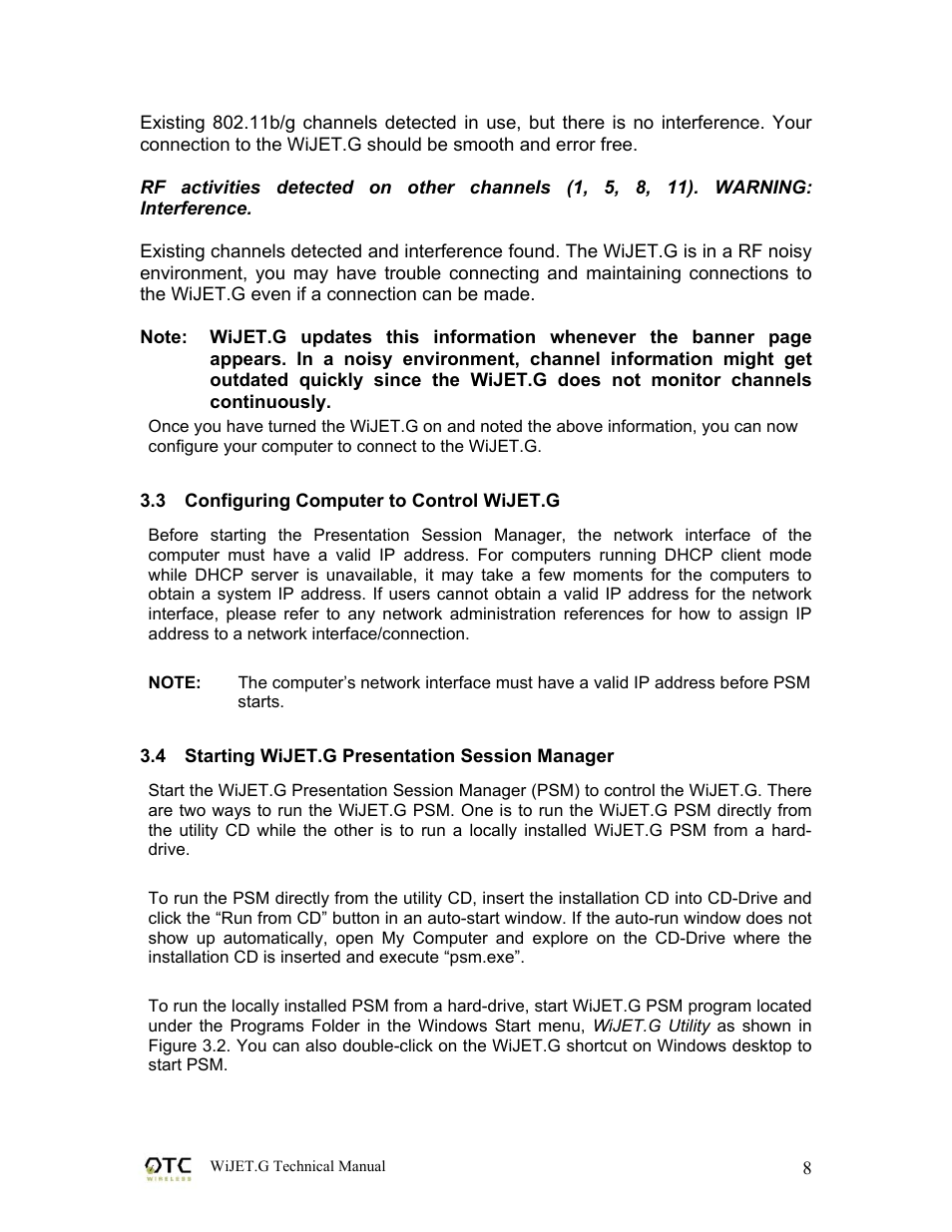 OTC Wireless WIJET.G 802.11G User Manual | Page 11 / 31