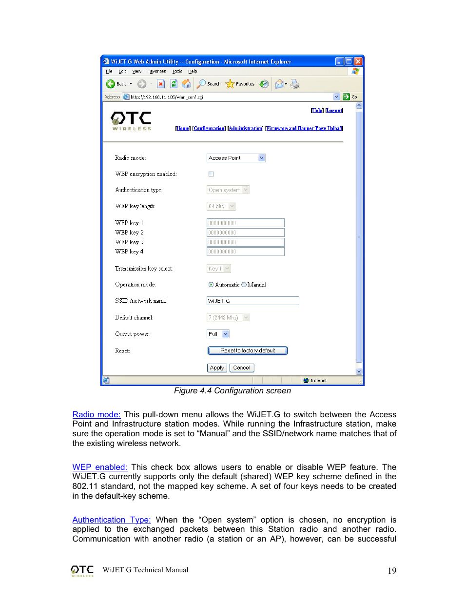 OTC Wireless WIJET.G 802.11G User Manual | Page 22 / 31