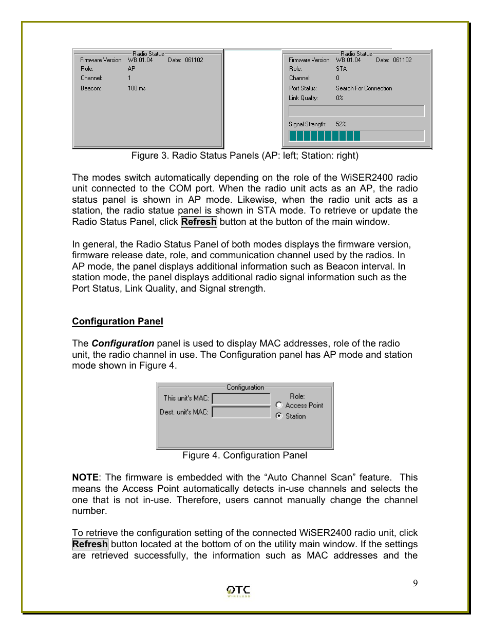 Configuration panel | OTC Wireless WiSER2400 User Manual | Page 12 / 25