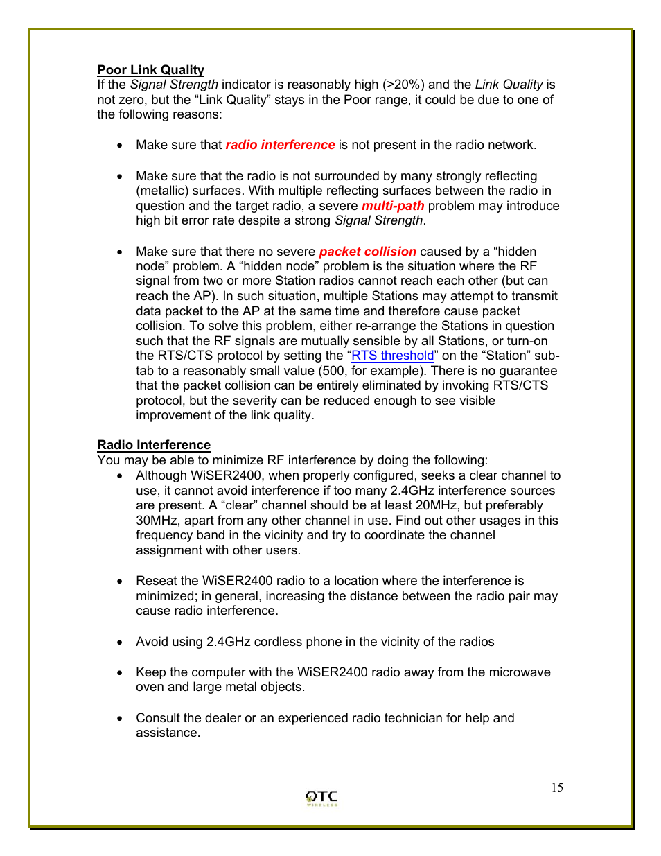 OTC Wireless WiSER2400 User Manual | Page 18 / 25